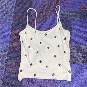 Star Embellished Tan Crop Top